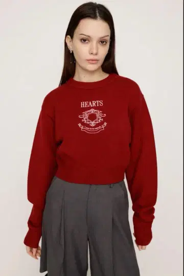 SLY 스라이 MOTIF LOGO KNIT TOPS 하트 자수 니트