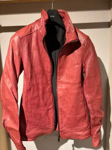 하시모토 준 스탠드 카라 싱글 가죽 자켓