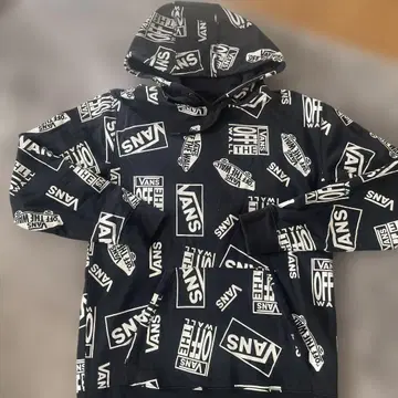 미사용 VANS 로고 프린트 블랙 후드티