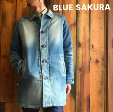 BLUE SAKURA KNIT DENIM SHOP COAT 샵코트