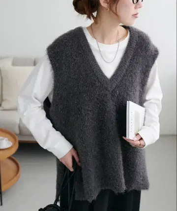 discoat 페더얀 튜닉 베스트 차콜 그레이