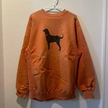 90s The Black Dog 맨투맨 XL 오렌지 리버스 위브