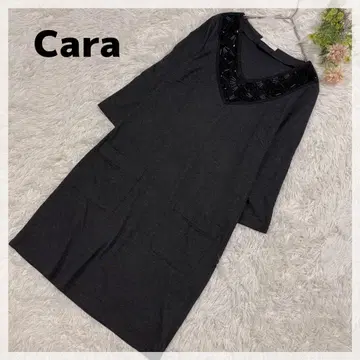 비쥬 장식 원피스 차콜 그레이 M 상당 라메 고급