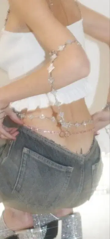 미사용 새상품 Y2K EVRIS 비쥬 블랙 데님