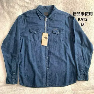미사용 새상품 RATS 랏츠 데님 셔츠 웨스턴 바지 셔츠 M 사이즈