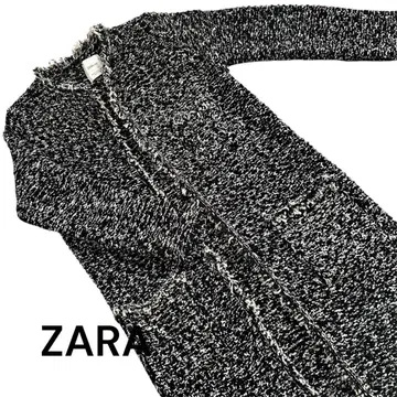 ZARA 니트 가디건 블랙 화이트 트위드 조
