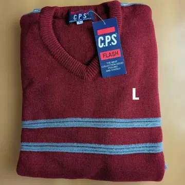 미사용 새상품 L 사이즈 C.P.S 와인 레드 V넥 니트 스웨터