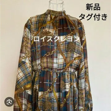 로이스크레용 체크 원피스 패치워크 체크 롱 원피스