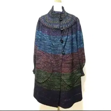 사이토 토요코 코트 멀티 니트 라메 롱 하이넥