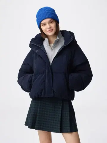 [ 미사용 ] 웜 패딩 코듀로이 블루종 네이비 S