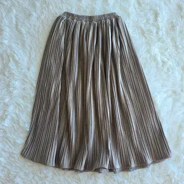 DouDou 벨로아 느낌 플리츠 스커트 허리밴딩 두꺼운 원단 가을/겨울