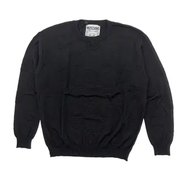 MOSCHINO 버진 울 테디베어 올 패턴 크루넥 니트 스웨터