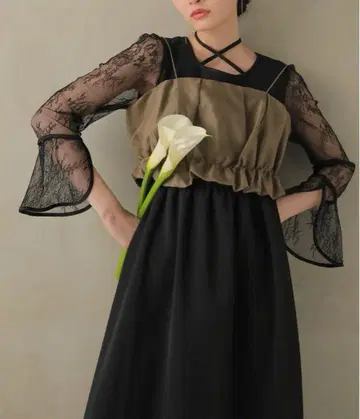 [미사용 새상품] Kana 크로스 넥 리본 원피스 뷔스티에 2세트