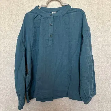 오가닉 코튼 긴팔 셔츠 파란색 120cm