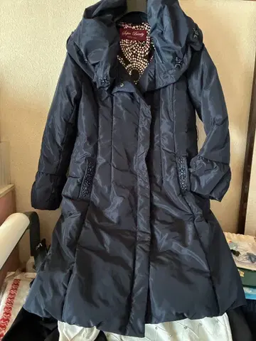 정크제품 제이씨 네이비 비쥬 포함 다운 롱 코트