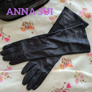 ANNA SUI 안나수이 블랙 가죽 장갑 5 손가락