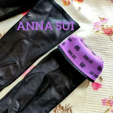 ANNA SUI 안나수이 블랙 가죽 장갑 5 손가락