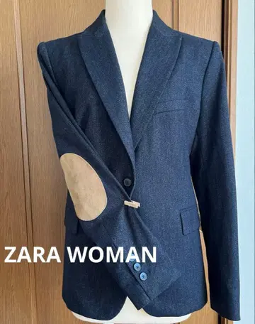 ZARA WOMAN 테일러 자켓 엘보우 패치 데님풍 L 사이즈