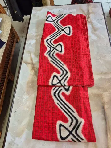 메이센 기모노 순수 실크 메이센 메이센 리메이크 빨간색