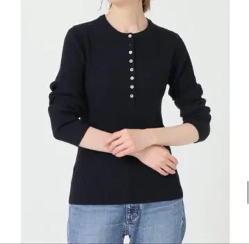 이에나 IENA 3x3 리브 헨리넥 풀오버 블랙