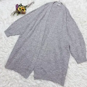 H&M 울 혼방 롱 가디건 오픈 프론트 겉옷 라이트 그레이 XL