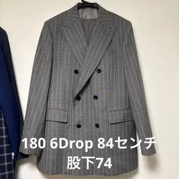 두 번 착용 카노니코 그레이 더블 수트 180 6Drop 허리 84