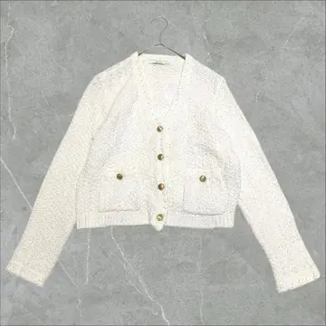 [새상품급] 아나이 테이프 니트 가디건 화이트 38 골드 버튼 코튼