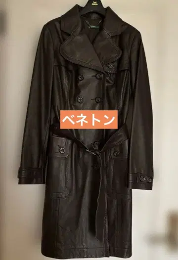 베네통 가죽 트렌치코트