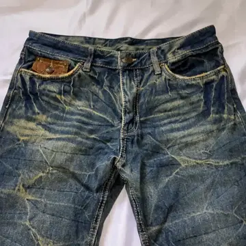 미사용 스트레이트 데님 데미지 가공