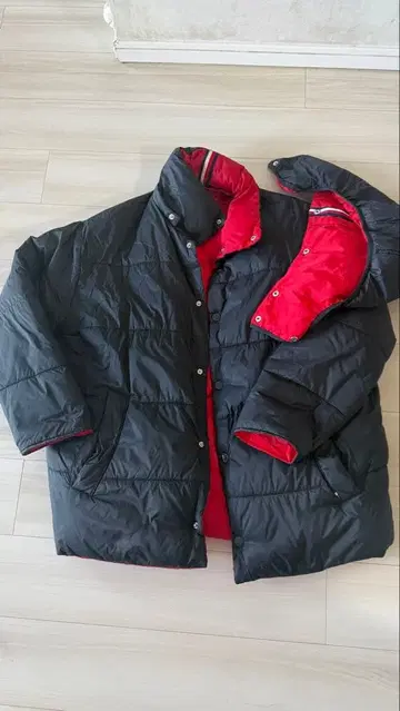 TOMMY HILFIGER 후드 부착 리버서블 다운 자켓 M