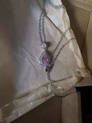 핑크 스톤 펜던트 목걸이