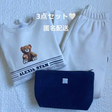 ALEXIA STAM 룸웨어 세트 아이보리 곰 happy bag