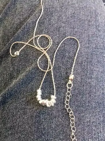 실버 비즈 포함 목걸이 약 45cm