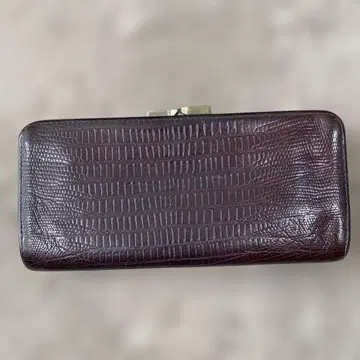 겐텐 다크 레드 크로커다일풍 가죽 장지갑
