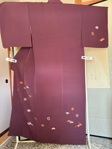 보라색 호몬기 송죽매 길상문양 자수