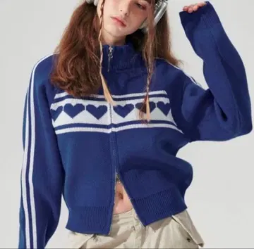 ALAND WONDER VISITOR 하트 트랙 니트 ZIP 블루