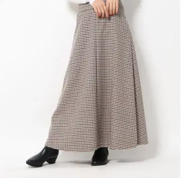 Mila Owen 미라 오웬 체크 롱 스커트 A라인 플레어