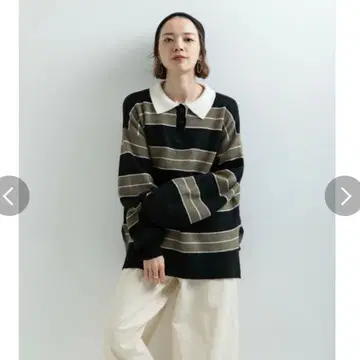 gleam 라거 니트 보더 폴로 풀오버