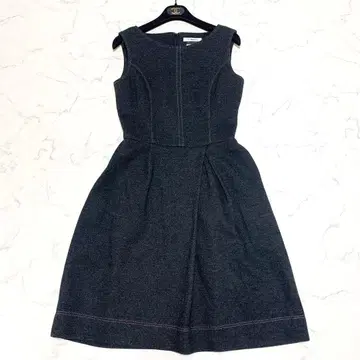 [새상품급] 르네 Rene 슬리브리스 원피스 데님 36 울 코튼