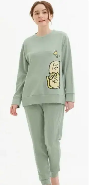 미사용 새상품 GU PEANUTS 스누피 라운지 세트 그린 XL