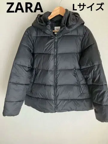 ZARA 후드 부착 다운 자켓 L 사이즈 블랙