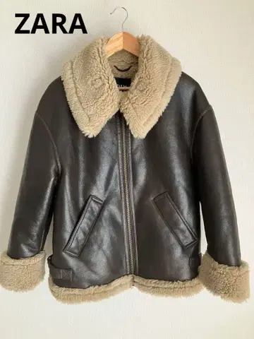 ZARA 자라 더블 페이스 보아 자켓 브라운 XS