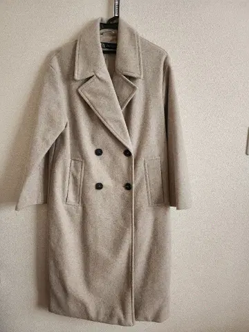 ZARA 더블 롱 코트 베이지
