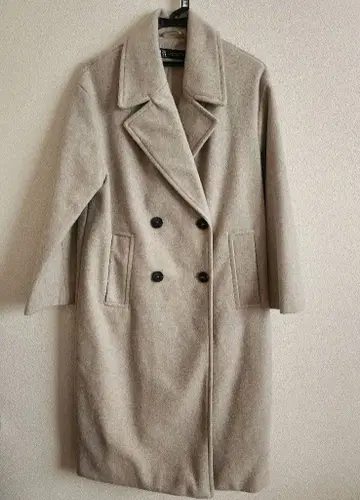 ZARA 더블 롱 코트 베이지