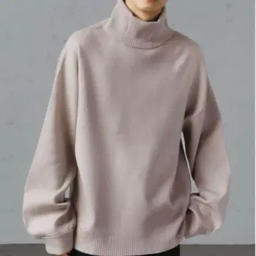 epnok 남성용 터틀넥 루즈핏 니트 스웨터 S