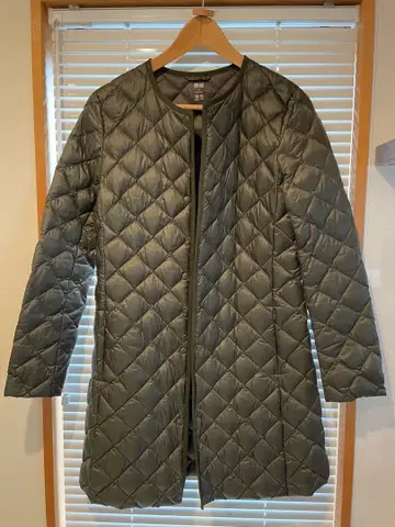 유니클로 울트라 라이트 다운 롱 기장 퀼팅 코트 M 사이즈 카키