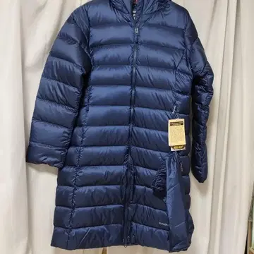 몽벨 네쥬 다운 코트 M 네이비 A라인 무릎 아래