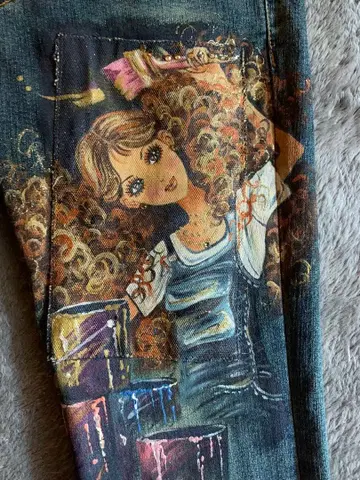 페인트 데님 부츠컷