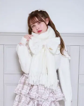 LIZLISA 머플러 샤기 리본 스톨