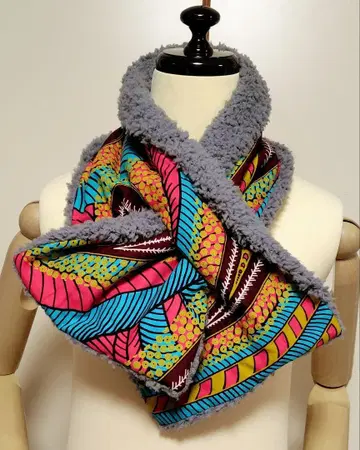 아프리카 천 퍼, 펀칭식 머플러 [ 핑크 페이즐리 ]